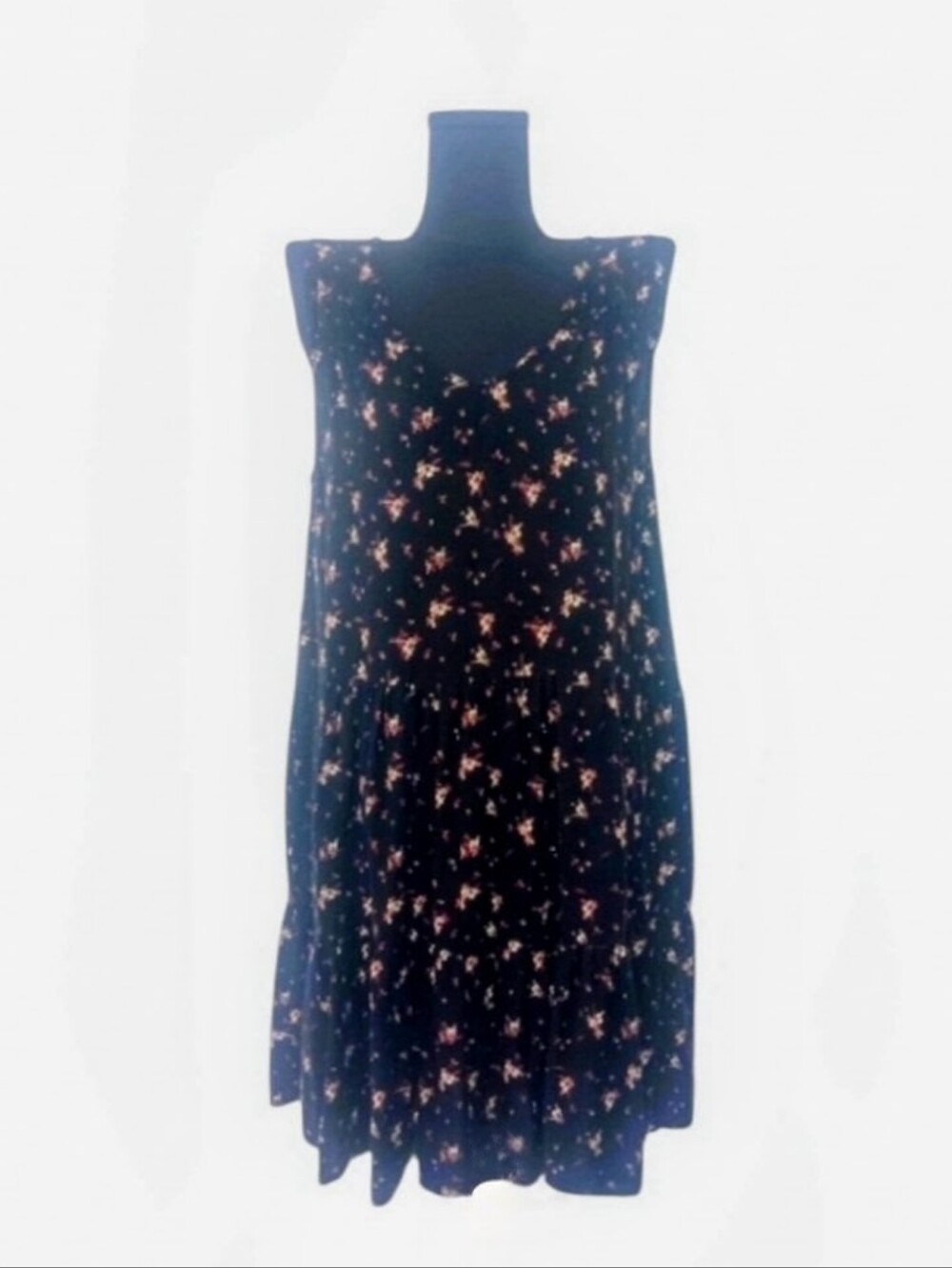 5/$25 True Craft Juniors Black Floral Print Tiered Sleeveless Dress